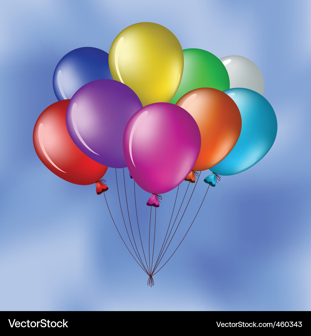 Colorful Balloons in Blue Sky Vector Image