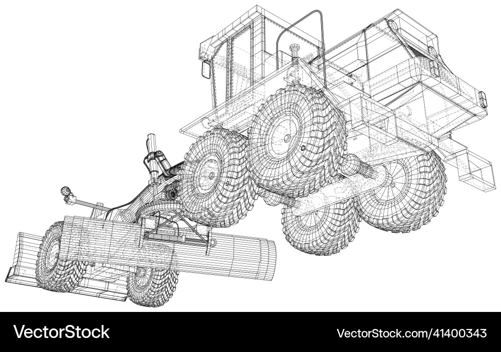 Grader in outline style heavy machine for repair Grader in outline style heavy machine for repair vector image