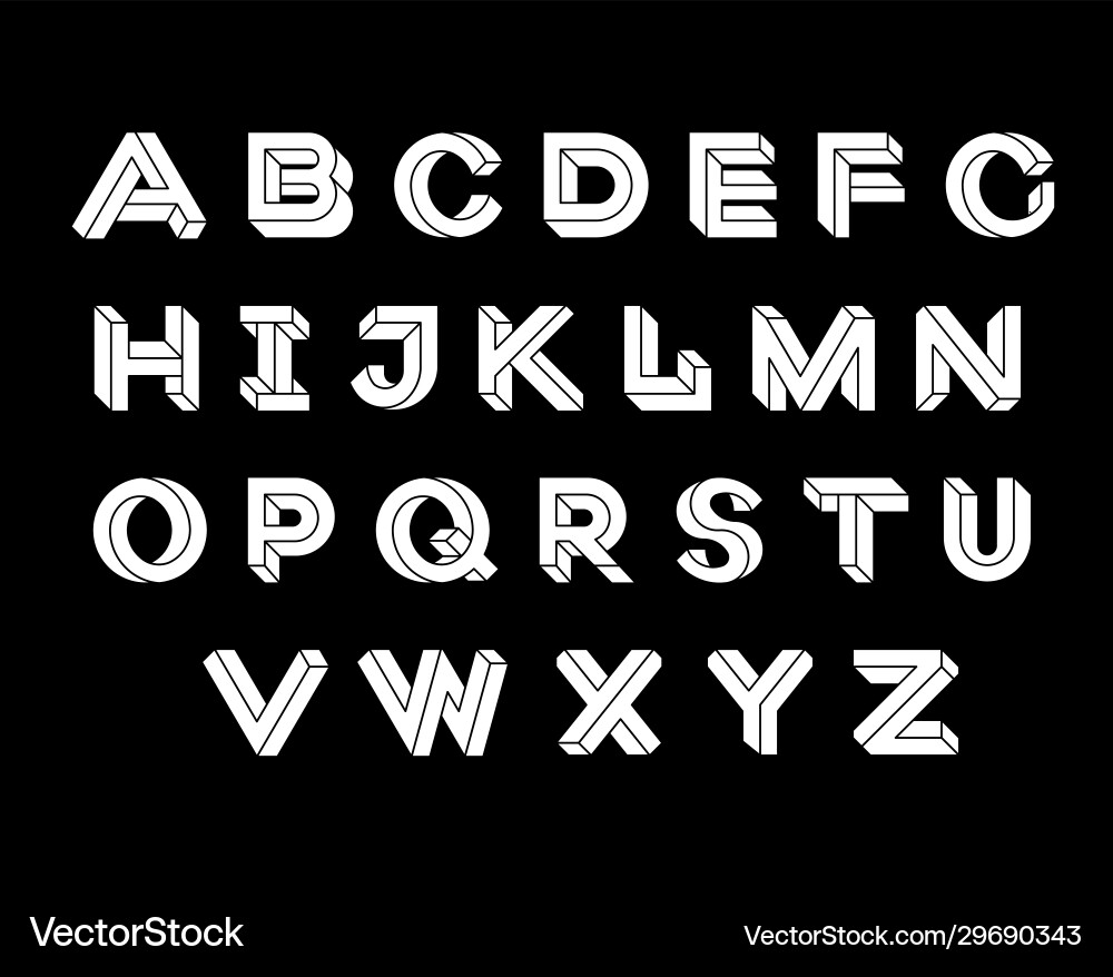 Impossible Geometry Font vector image
