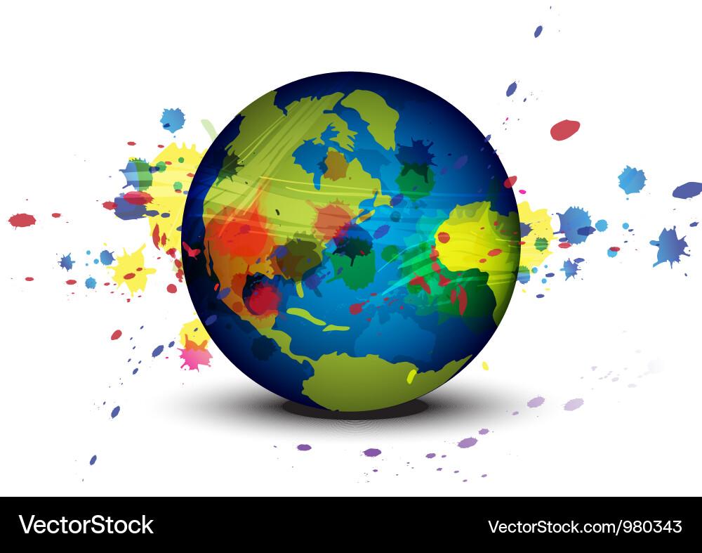 Ink Splatter Globe Background Vector Image