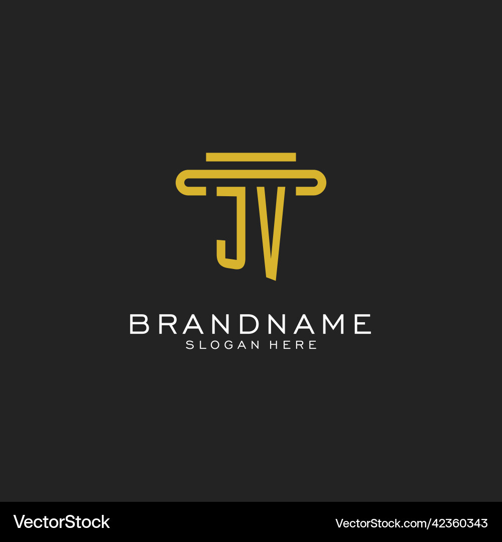 Jv initial logo with simple pillar style design Jv initial logo with simple pillar style design Vector Image