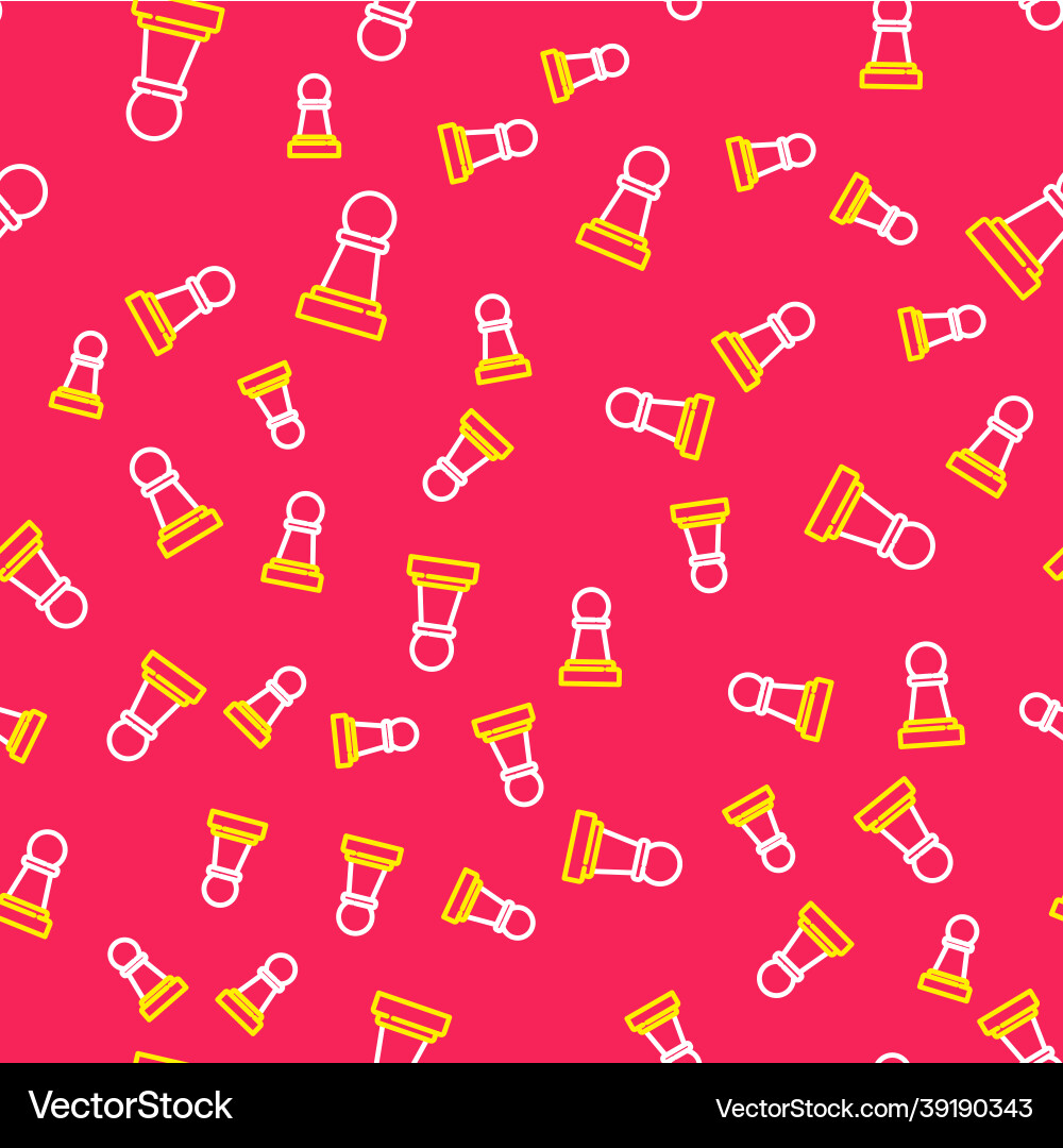 Line chess icon isolated seamless pattern on red Vector Image