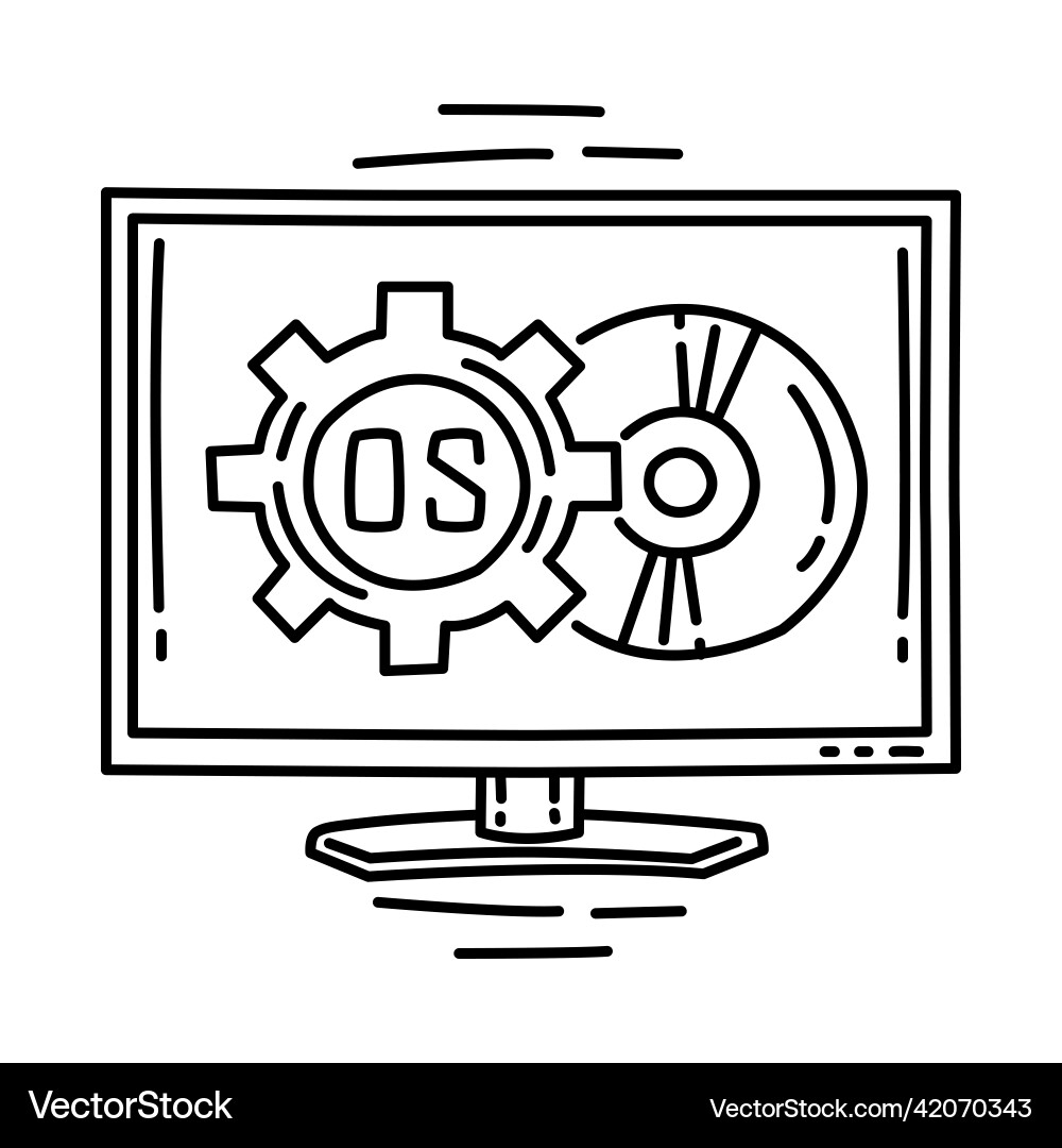 Operating system computer icon doodle hand drawn Vector Image