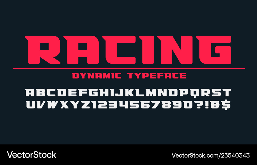 Racing Font - Bold Display Schrift Lizenzfreies Vektorbild