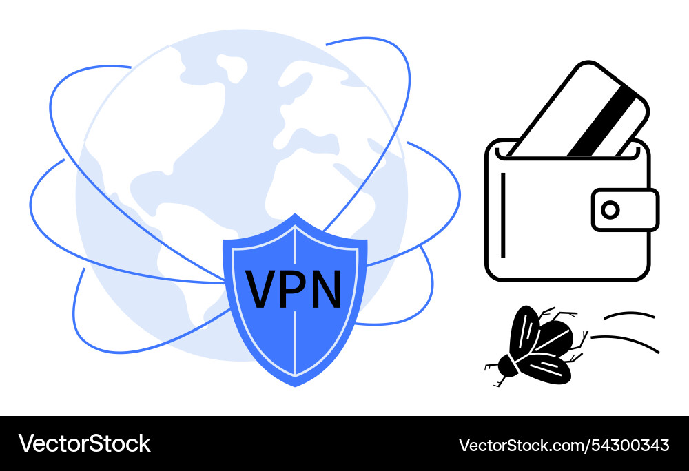 Secure global connectivity with vpn shield Secure global connectivity with vpn shield vector image