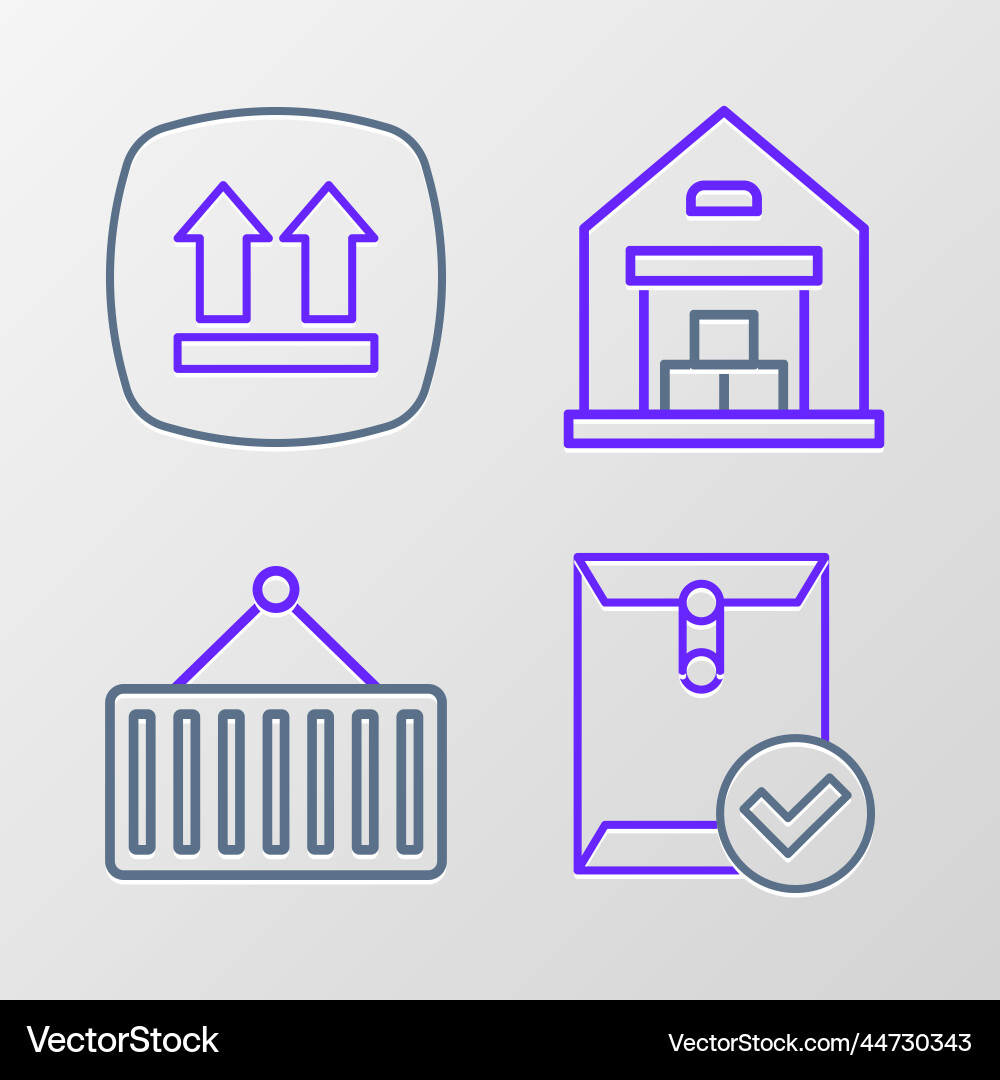 Set line envelope and check mark container Set line envelope and check mark container vector image