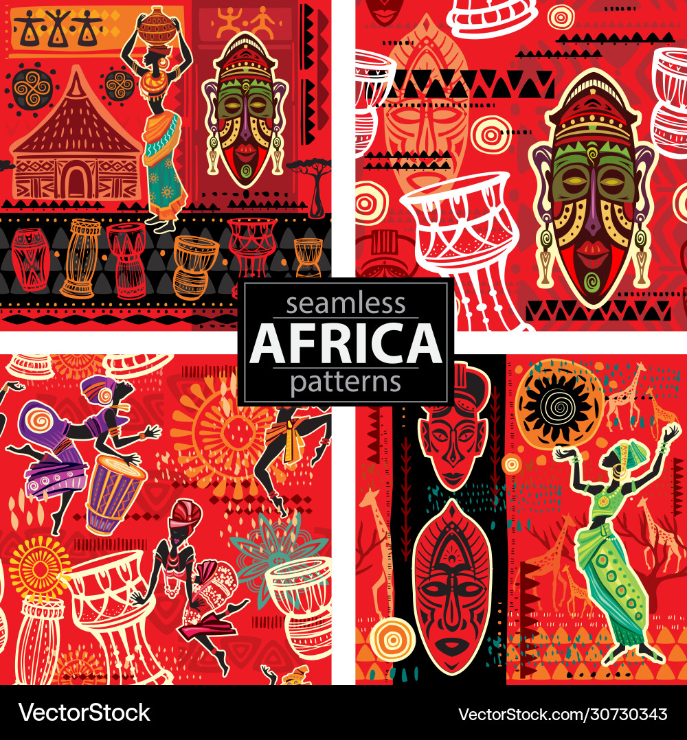 Set seamless patterns with ethnic background Vector Image