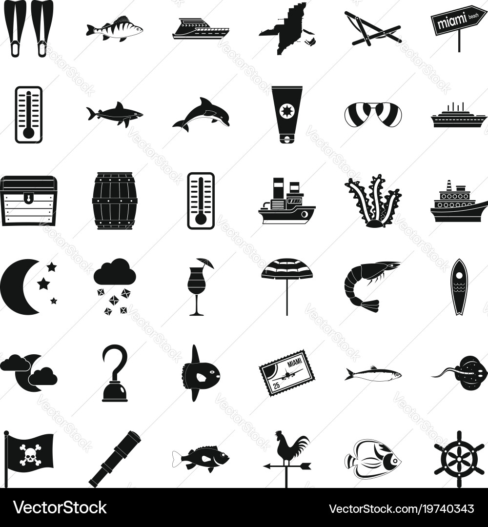 Water element icons set simple style Vector Image