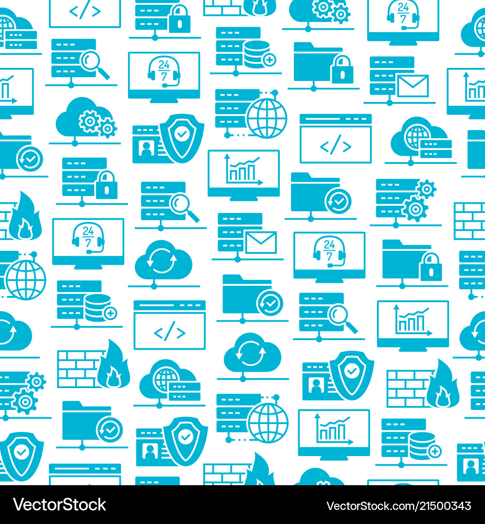 Web Hosting Icon Set - Seamless Pattern vector image