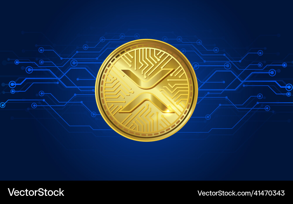 Xrp token symbol golden realistic cryptocurrency vector image