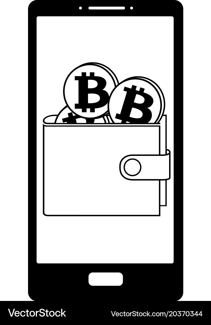 Bitcoin Geldbörse auf dem Bildschirm Vektorbild