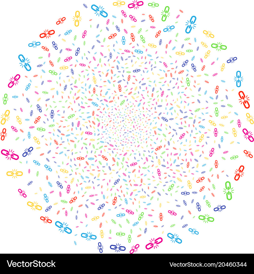 Break chain link exploding round cluster Vector Image