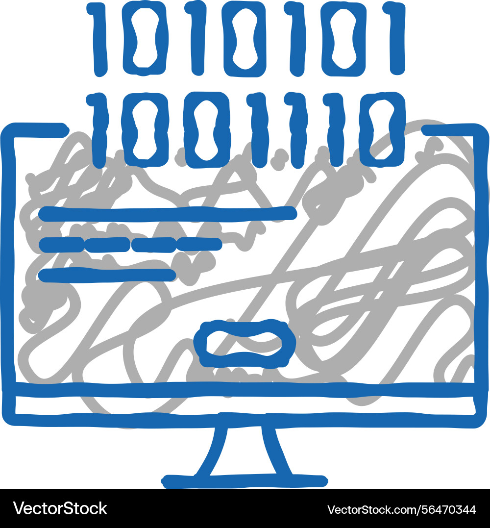 Computer fatal error icon doodle vector image
