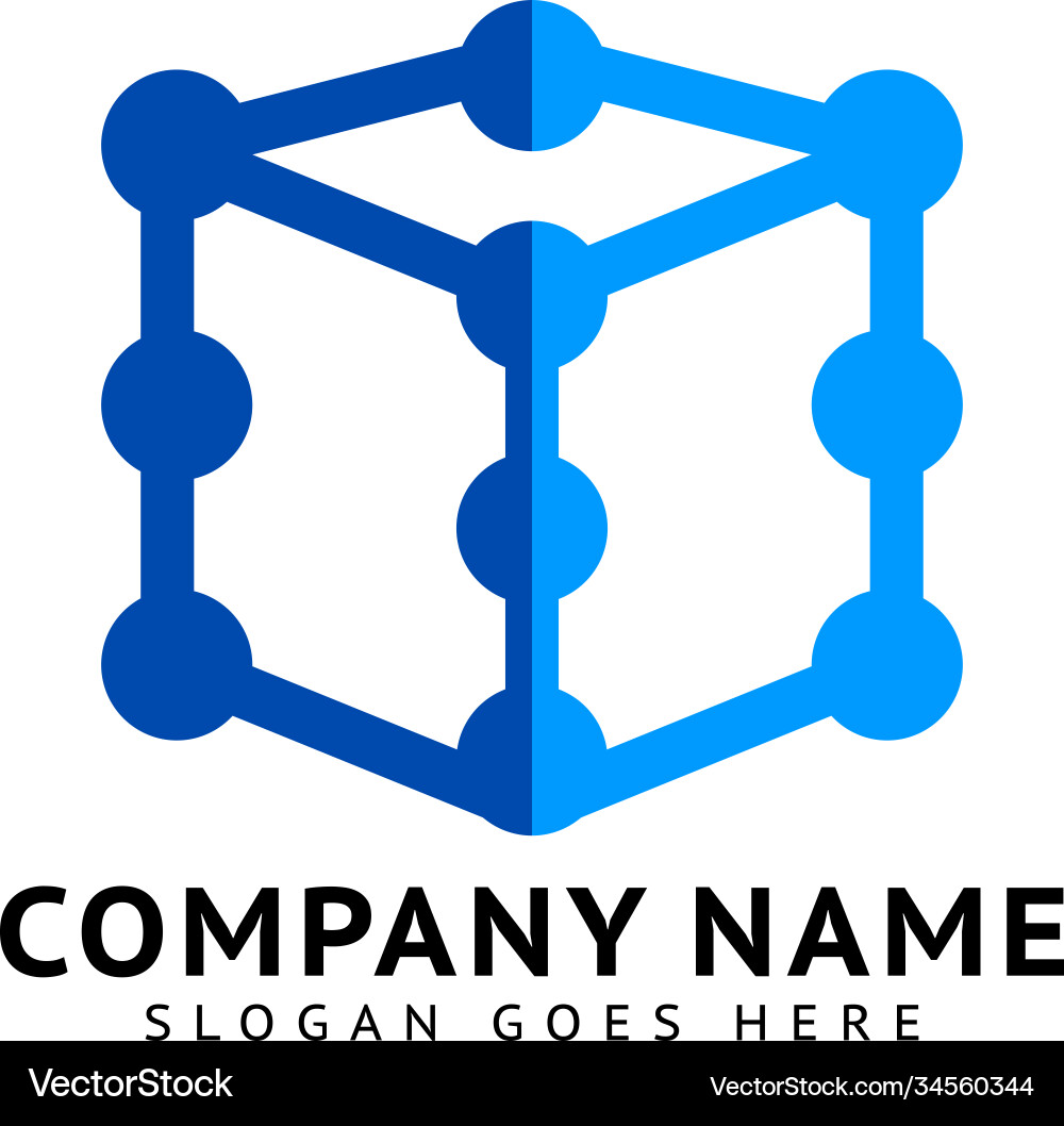 Cube connect link logo design element vector image