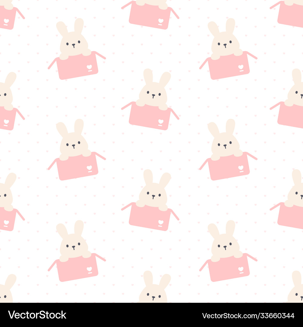 Cute rabbit in a box seamless pattern background Cute rabbit in a box seamless pattern background vector image