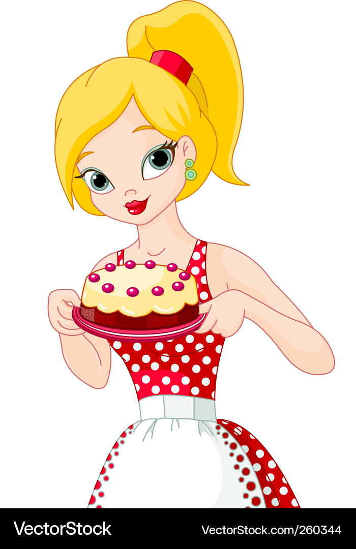 Frau mit Kuchen Vektorbild