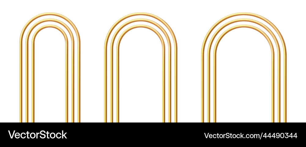 Golden realistic arch gold 3d frame shiny vector image