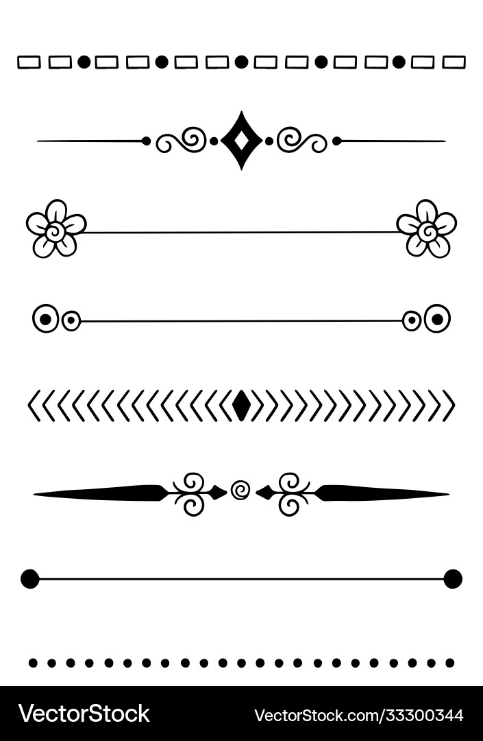 Hand Drawn Line Dividers & Borders Vector Image