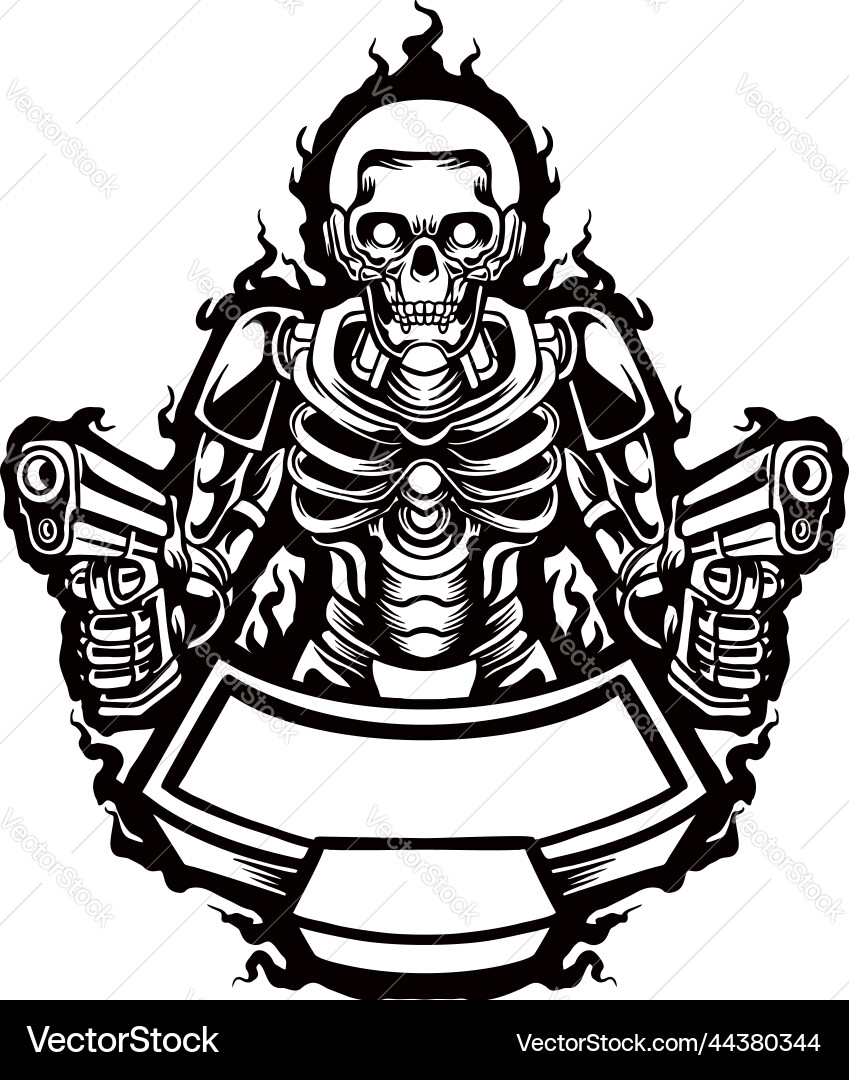 Humanoid Totenkopf Roboter Maskottchen Silhouette Humanoid Totenkopf Roboter Maskottchen Silhouette vektorbild