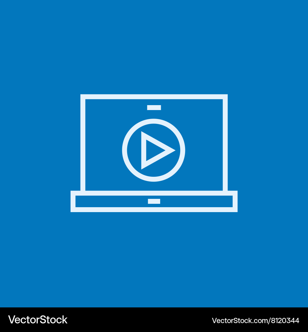 Laptop with play button on screen line icon Vector Image