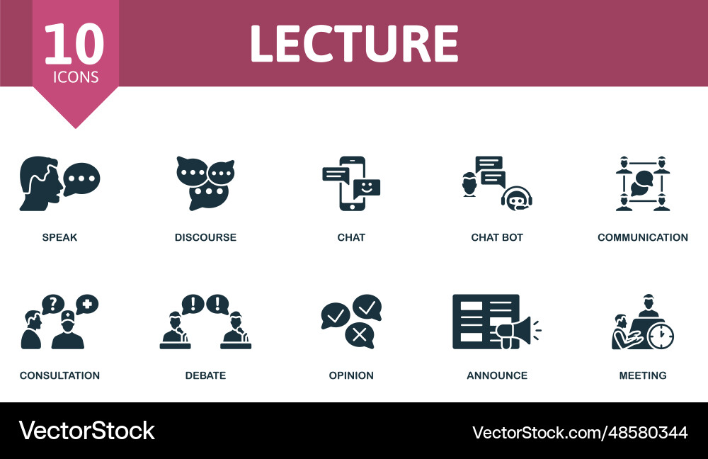 Lecture set creative icons speak discourse chat Lecture set creative icons speak discourse chat vector image