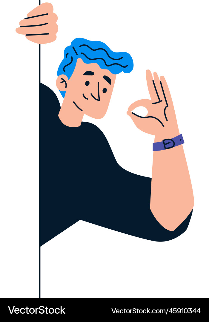 Man character looking out and peeking from corner Vector Image