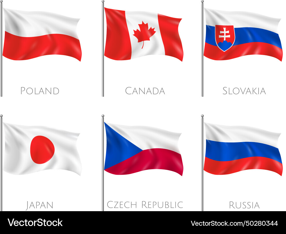 Official flags realistic set Official flags realistic set vector image