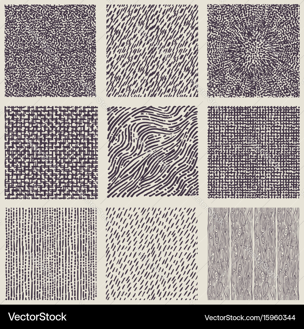 Set of hand drawn marker and ink patterns Vector Image