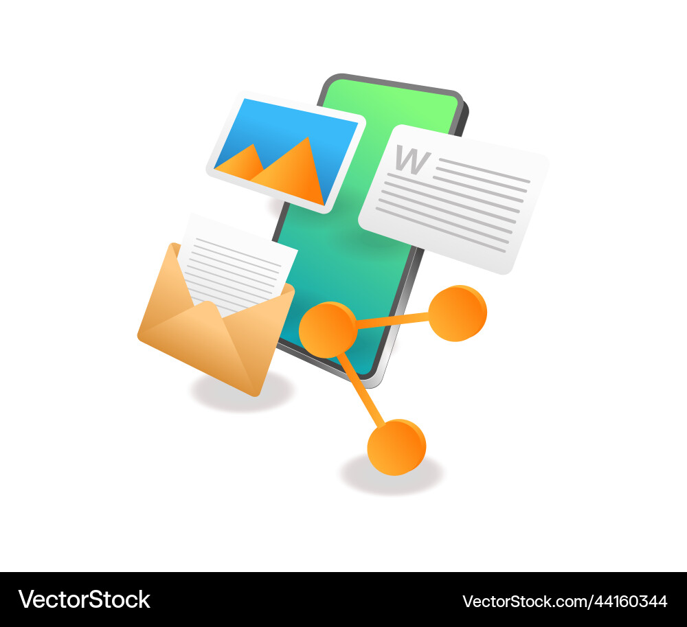 Smartphone data sharing application vector image
