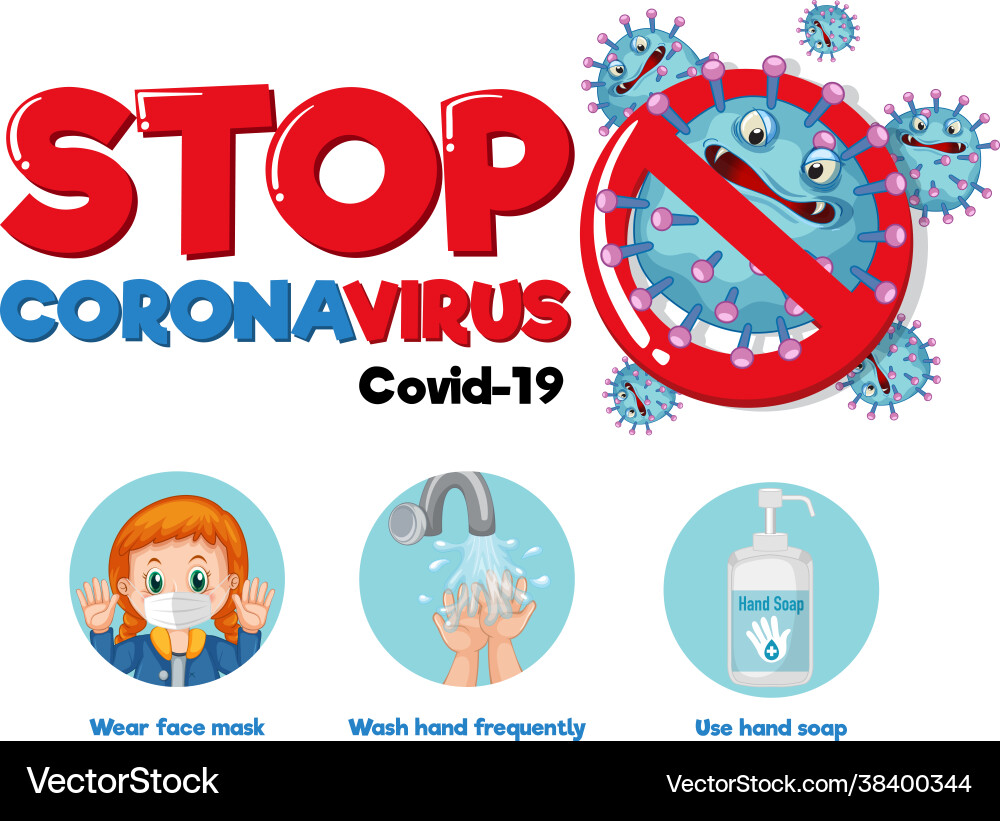 Stop coronavirus font design with covid-19 Stop coronavirus font design with covid-19 vector image