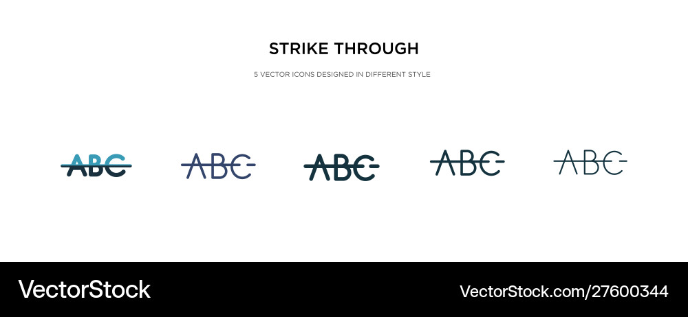 Strike through icon in different style two Strike through icon in different style two vector image