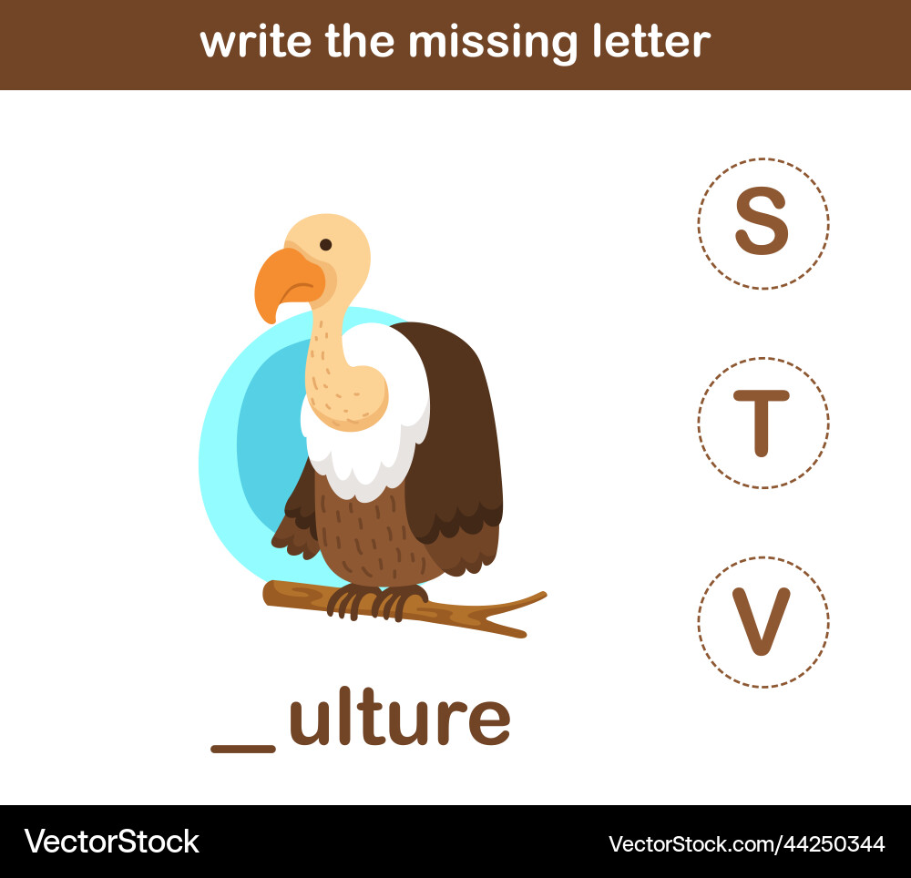 Write the missing letter Write the missing letter vector image