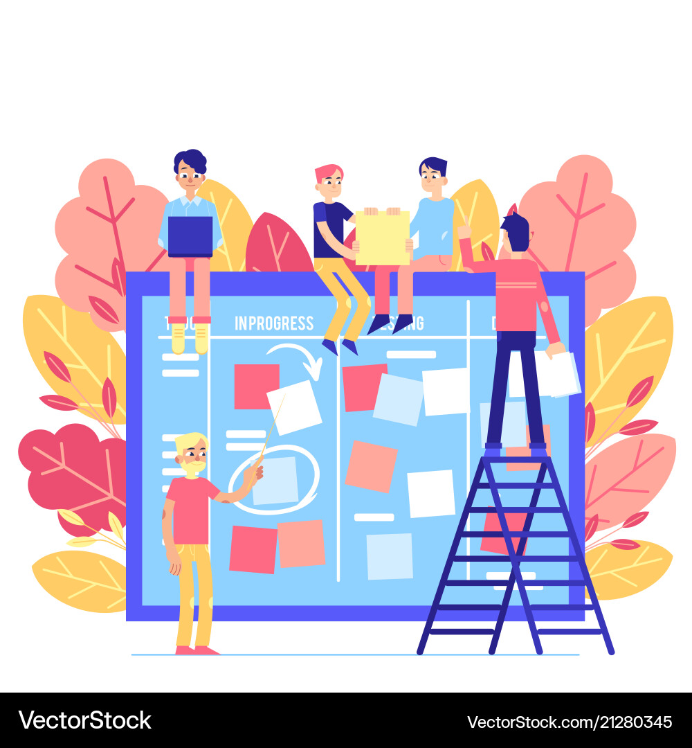 Agile Scrum Board with Team vector image