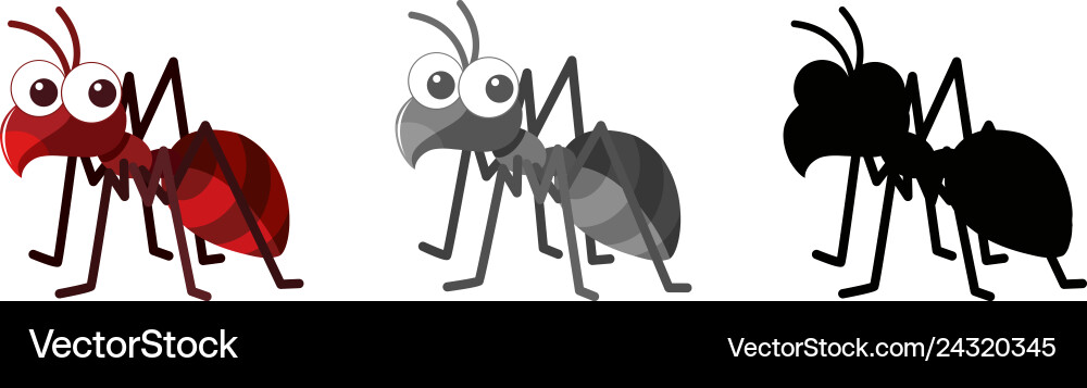 Ant Character Set - Cartoon Style Vector Image