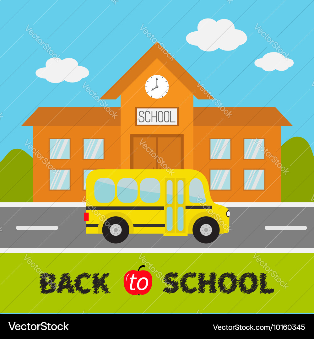 Back to school building with clock and windows vector image