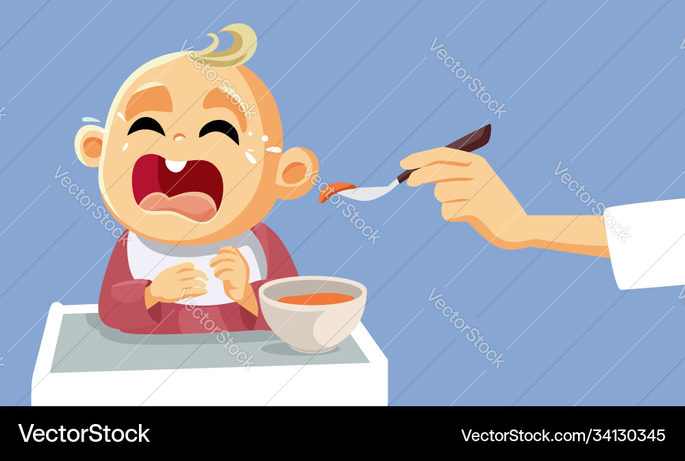Bacrying refusing to eat Vector Image