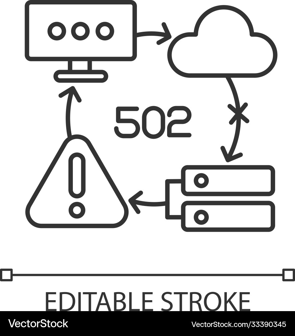 Bad gateway notification linear icon Bad gateway notification linear icon vector image