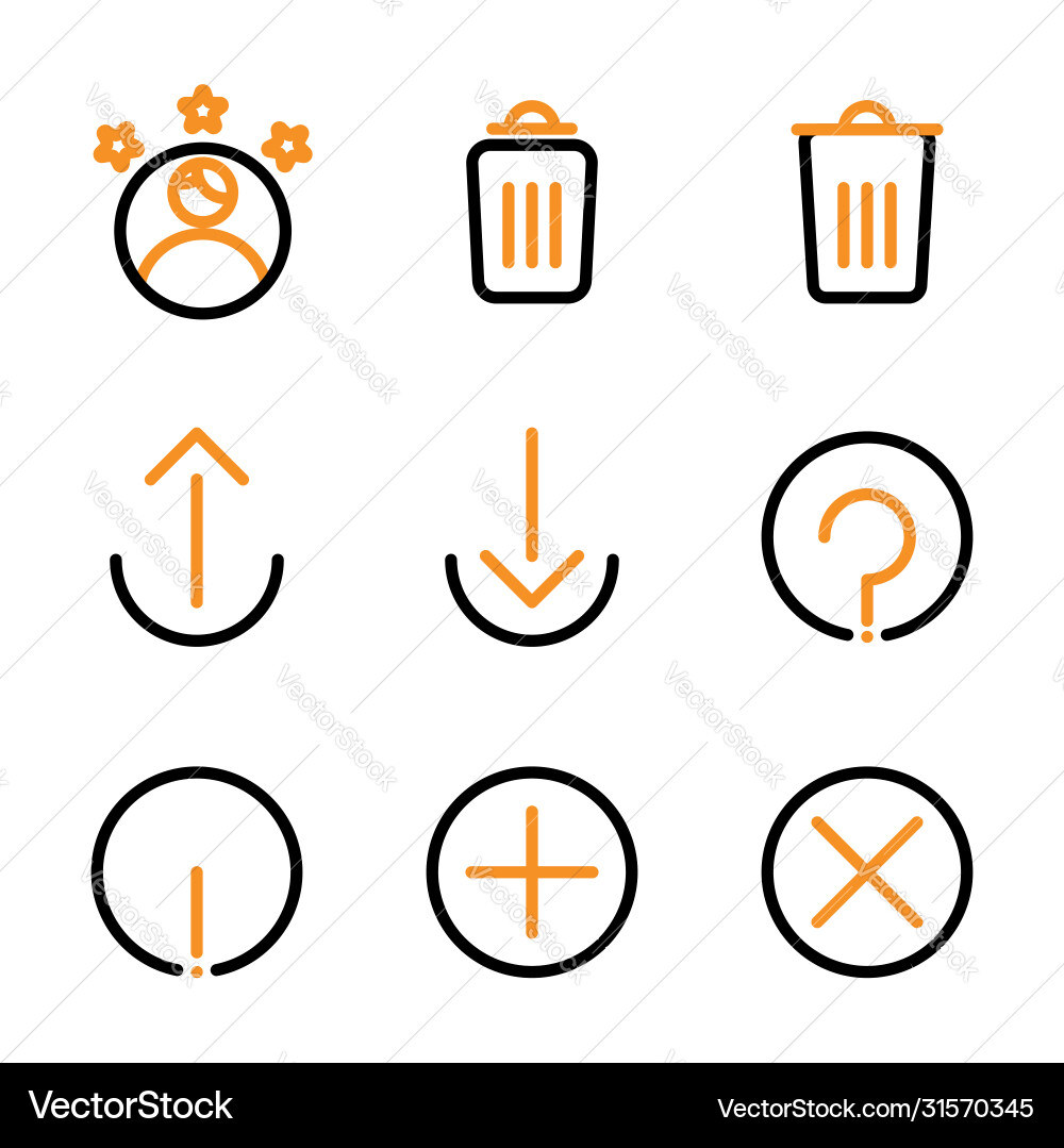 Basic user interface icon set outline include vector image