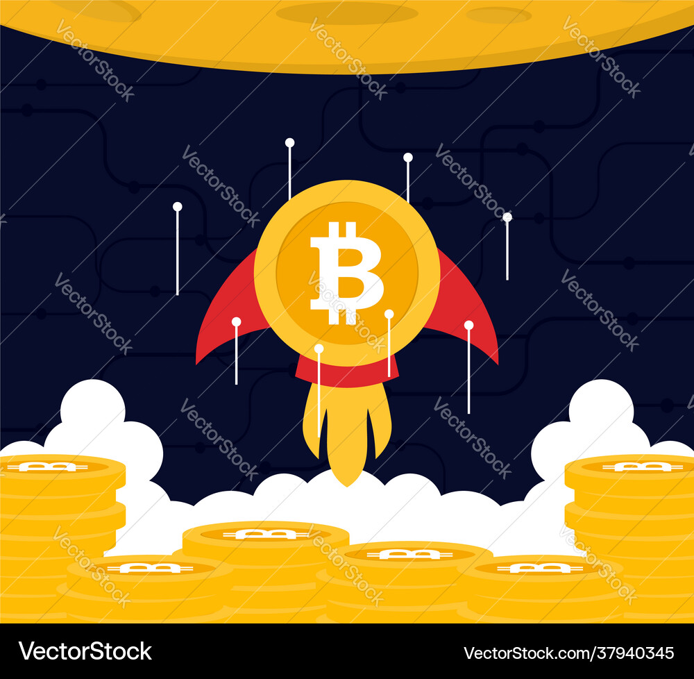 Bitcoin or cryptocurrency bull run go to moon – Royalty-Free Vector |  VectorStock