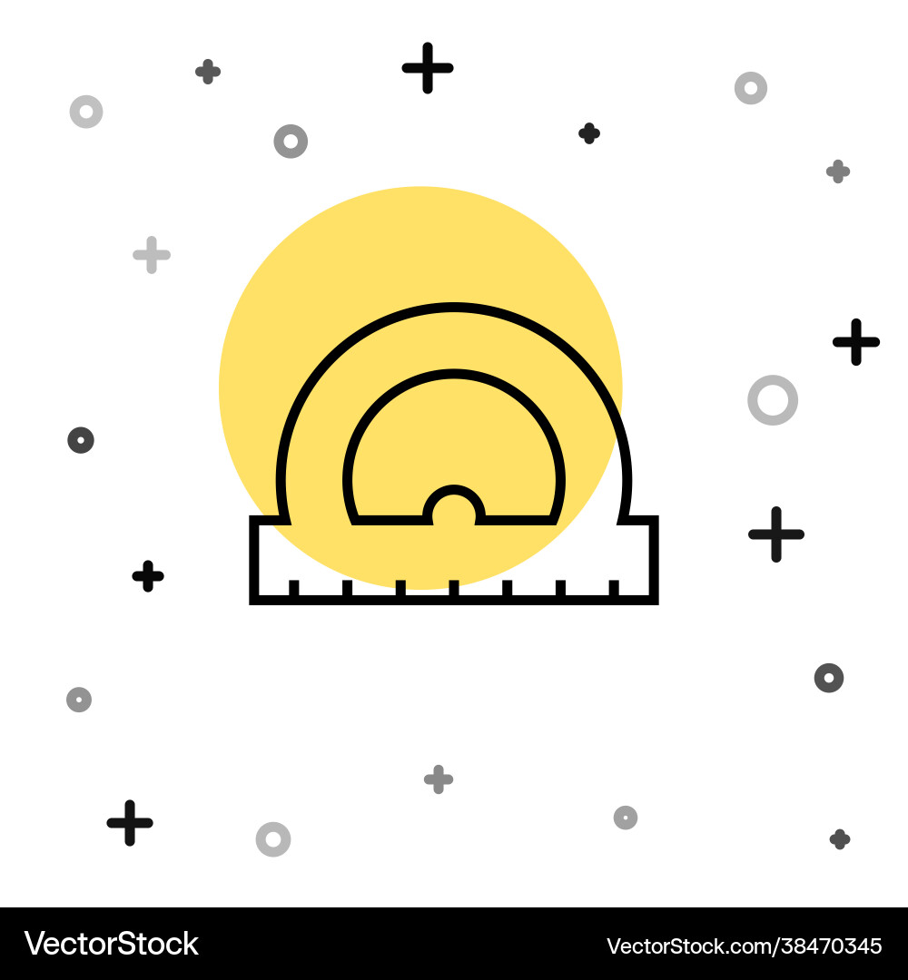 Black line protractor grid for measuring degrees vector image