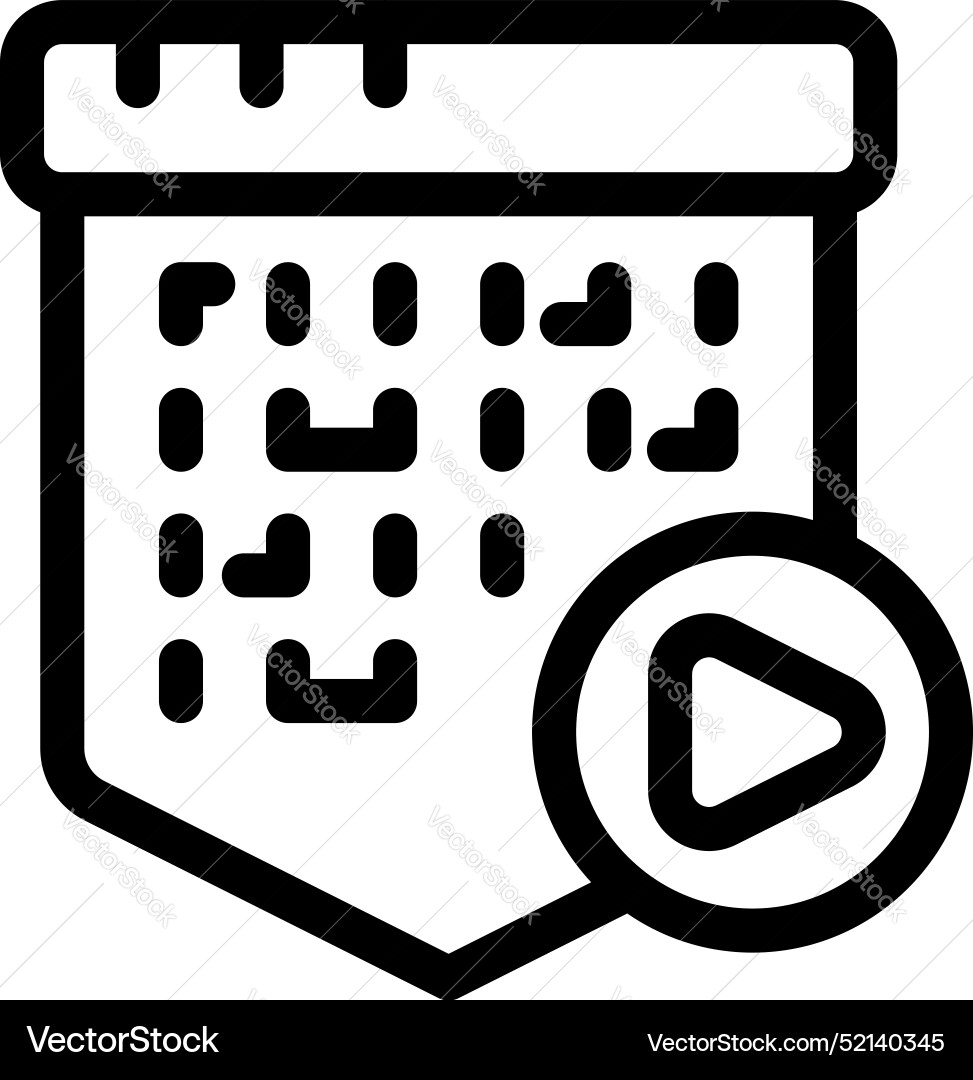 Calendar showing starting date using play button Calendar showing starting date using play button Vector Image