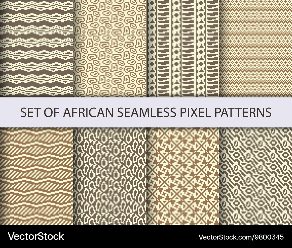 Collection of pixel seamless patterns vector image