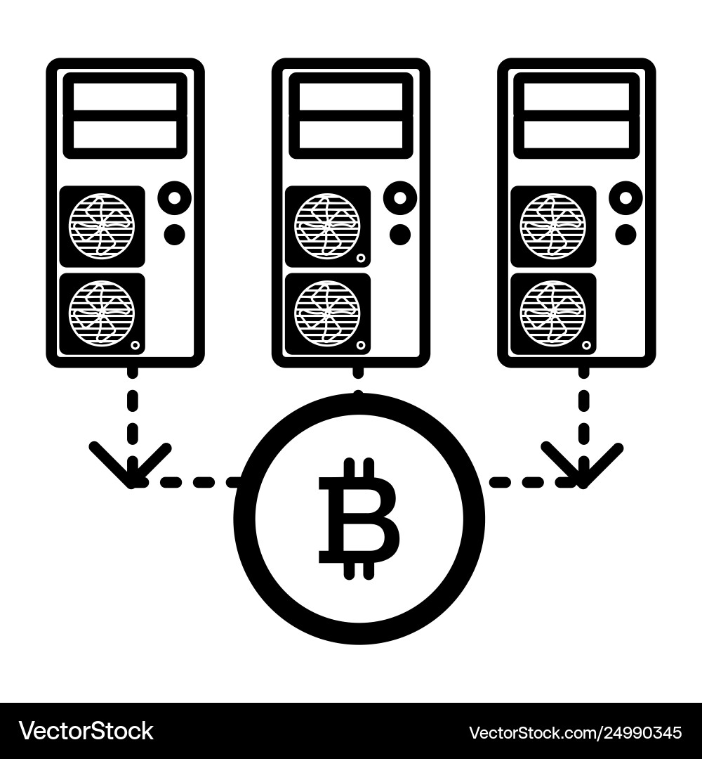 Computer servers bitcoin line icon Computer servers bitcoin line icon vector image