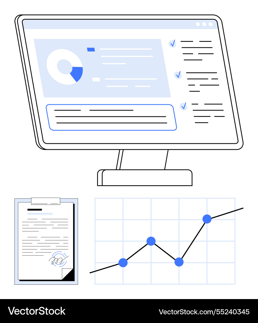 Digital data dashboard with graph checklist Digital data dashboard with graph checklist vector image