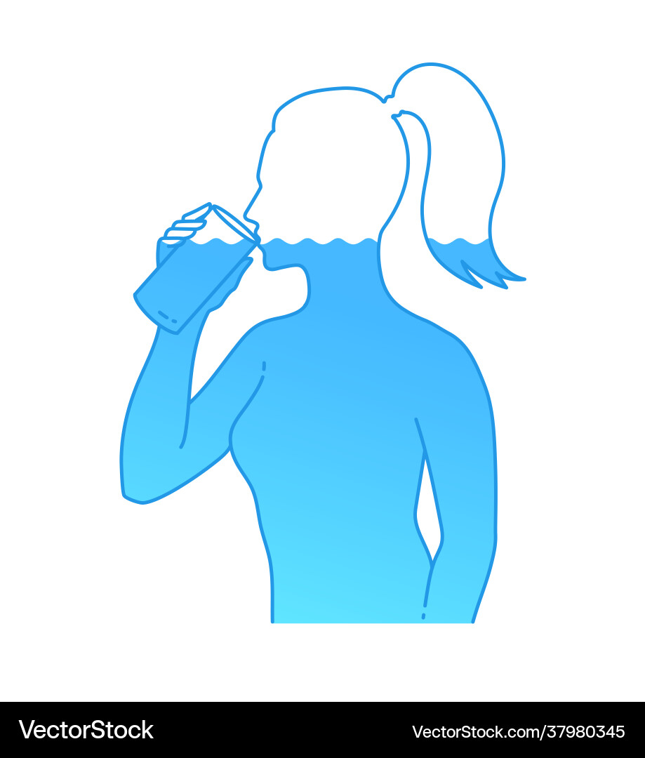 Female silhouette drinking water with glass Female silhouette drinking water with glass vector image