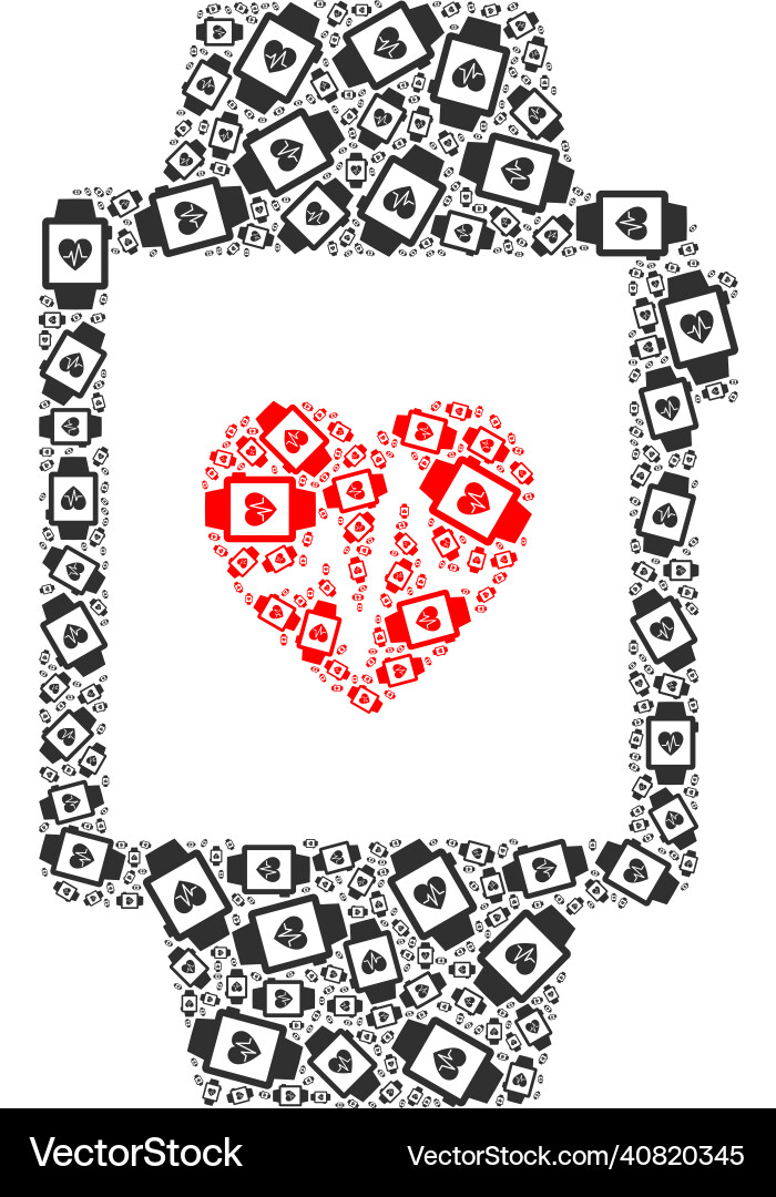 Heart pulse tracker recursive icon composition vector image