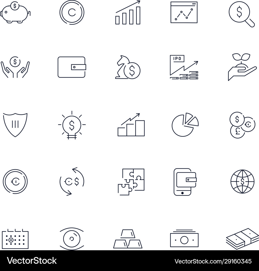 Investment Line Icons Set Vector Image