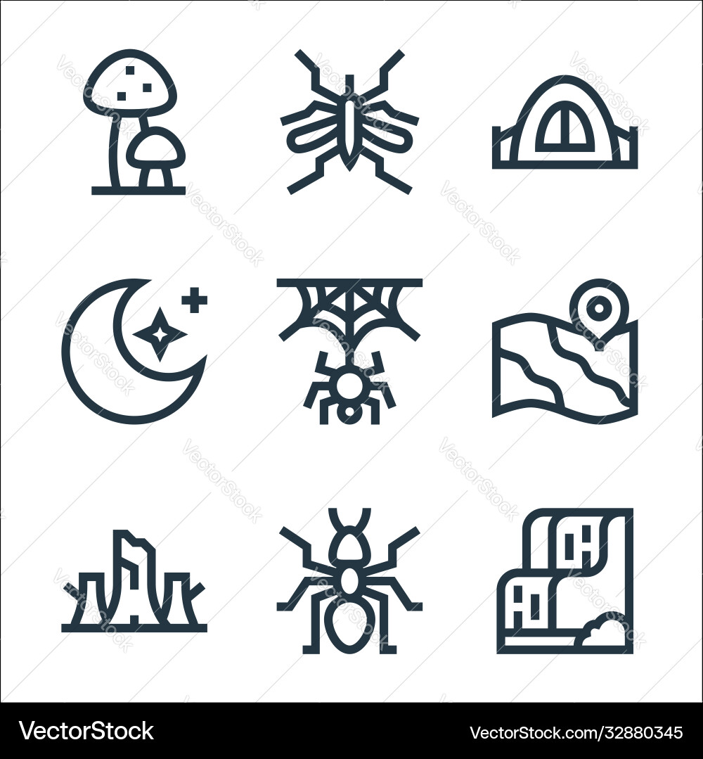 Jungle line icons linear set quality Vector Image