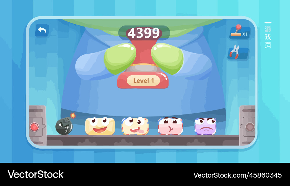 Komplettes Set von Level-Taste Spiel ui Pop-up-Symbol vektorbild