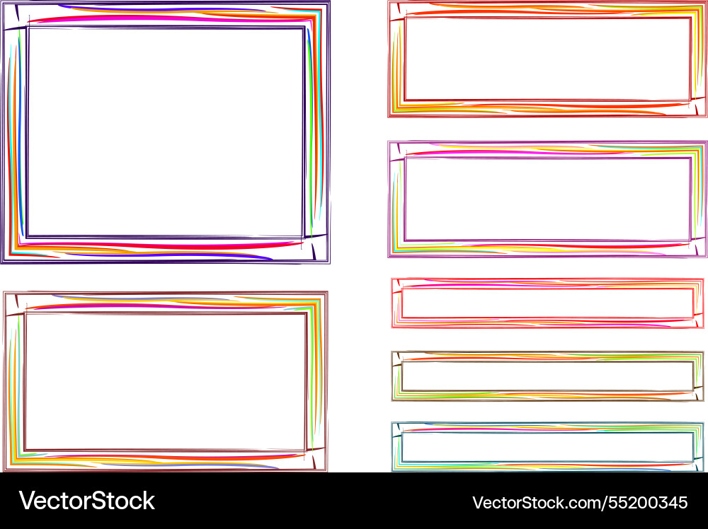 Multicolor sketch square and rectangular frames Vector Image